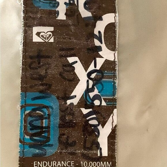 Roxy beige herringbone print endurance 10,000  down ski winter jacket M EUC - Picture 13 of 15